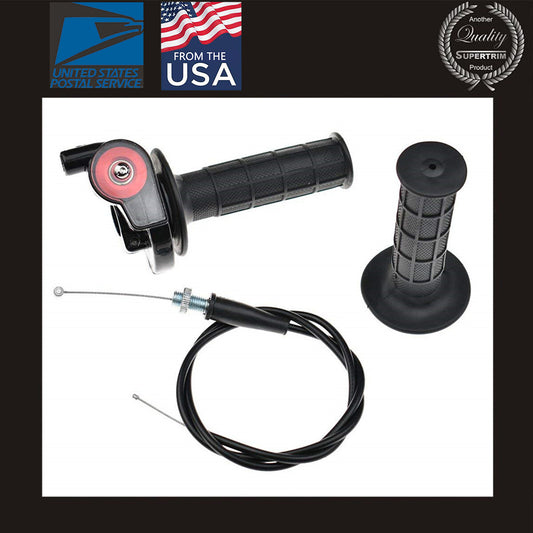 7/8 22mm Motorcycle Handle Throttle Clamp Hand Grip w/ Twist Cable for 50-250CC Q