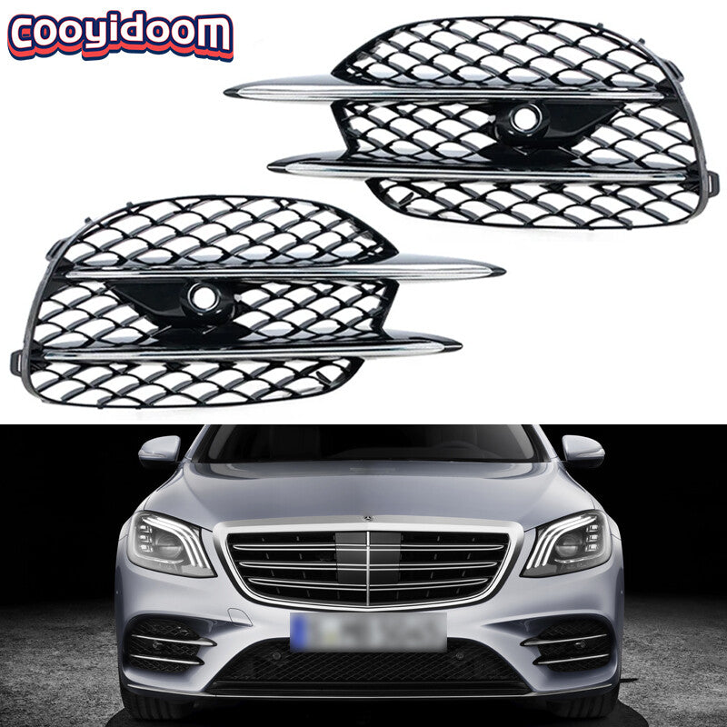 1 pair of front fog light protector frame grille for Mercedes-Benz S-Class W222 Sport