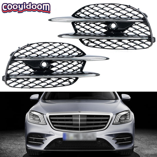 1 pair of front fog light protector frame grille for Mercedes-Benz S-Class W222 Sport