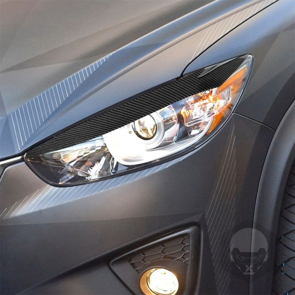 2¡ÁCarbon Fiber Front Headlight Eyelids Eyebrow Trim for Mazda CX-5 CX5 2013-2016