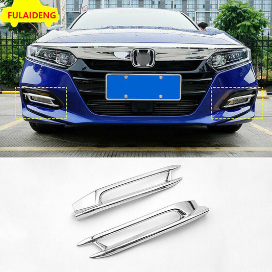 2X for Honda Accord 2018-2021 ABS Chrome Front Bumper Fog Light Lamp cover trim
