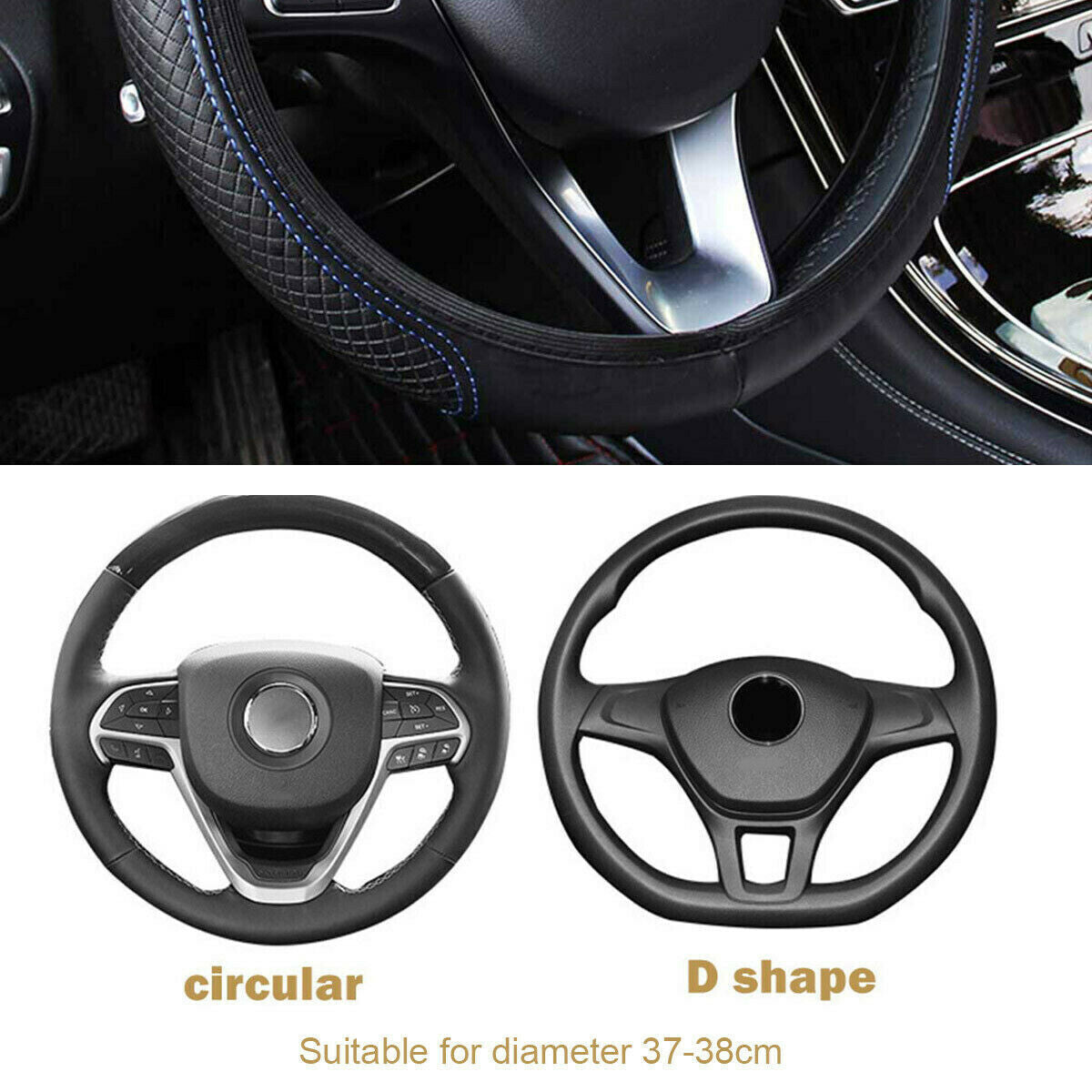 Car Wheel Cover Anti-Slip Plush Comfortable Steering Wheel Cover Steering Black Q