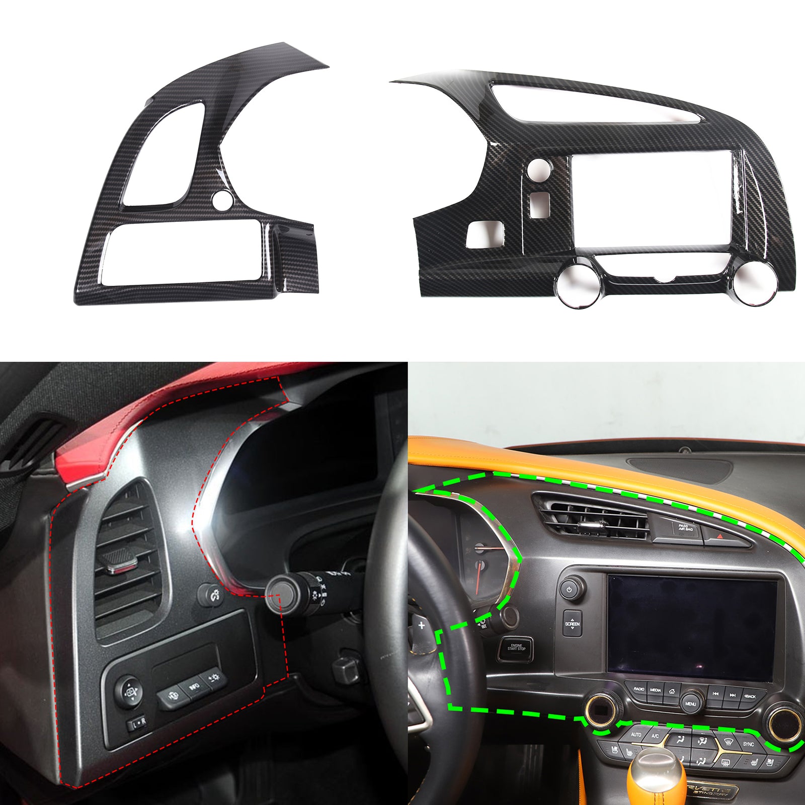 2-Pack Carbon Fiber ABS Center Exhaust Bracket for Corvette C7 2014-2019 n