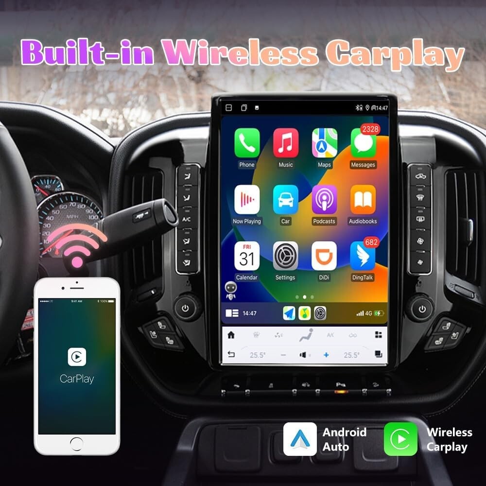 Android for Tesla for Smart Radio GPS SCREEN for Chevrolet Silverado for GMC for Sierra 2013-20