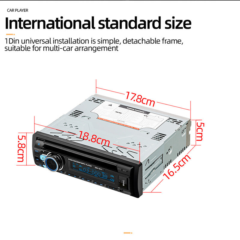 12V Car DVD/VCD/CD/CD-R/CD-RW/MP3 Player with Bluetooth Card, Disc Media, SD/USB, and LCD Screen n