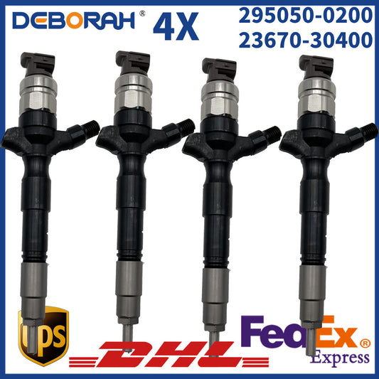 4pcs 295050-0200 23670-30400 2367030400 Diesel Injector Assembly for Toyota Hilx