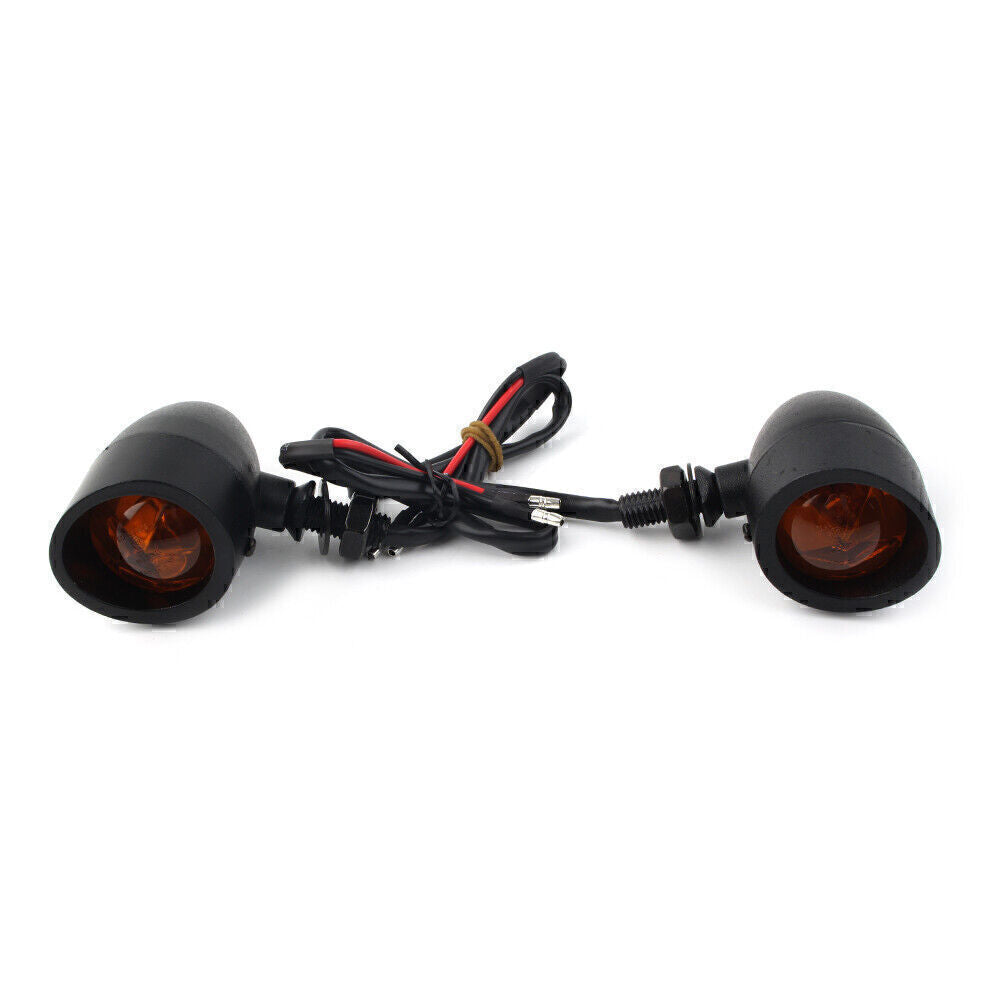 Black Retro Motorcycle Turn Signals Indicator Light Universal Q