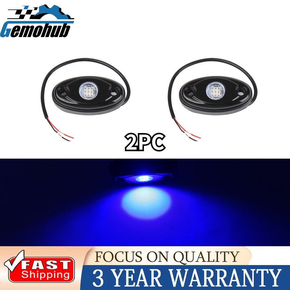 2 Pods Blue LED Rock Lights for JEEP Offroad Truck ATV UTV Underbody Wheel Light