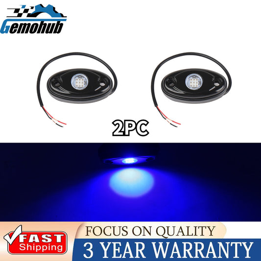2 Pods Blue LED Rock Lights for JEEP Offroad Truck ATV UTV Underbody Wheel Light