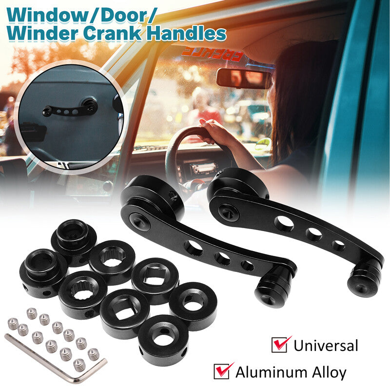 Pair of General Motors black billet aluminum manual door and window winding crank handles