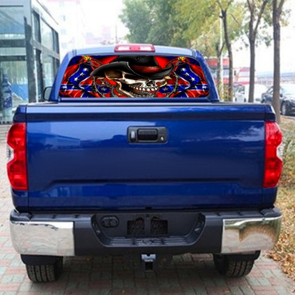 53In Horror 3D Skull Transparent Pickup Truck Car Rear Window Vinyl Sticker