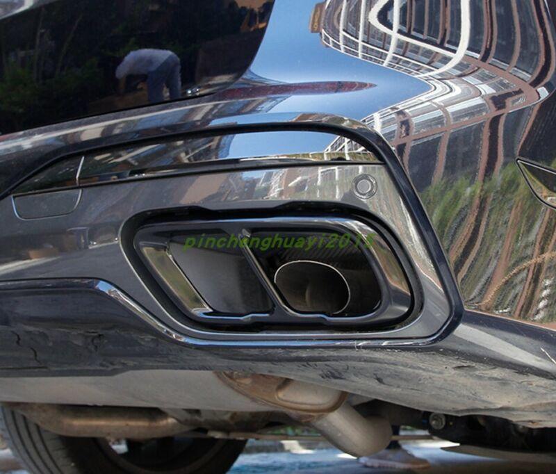 Black titanium alloy rear exhaust muffler tip trim for BMW X5 G05 2019-2021