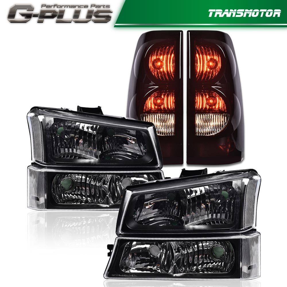 Black/Clear Headlight + Tail Light Fits 03 - 2006 for Silverado 1500 2500- v