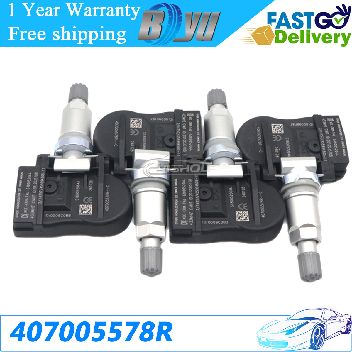 SET of 4 407005578R TPMS TYRE PRESSURE SENSOR for RENAULT MEGANE II 407000435R