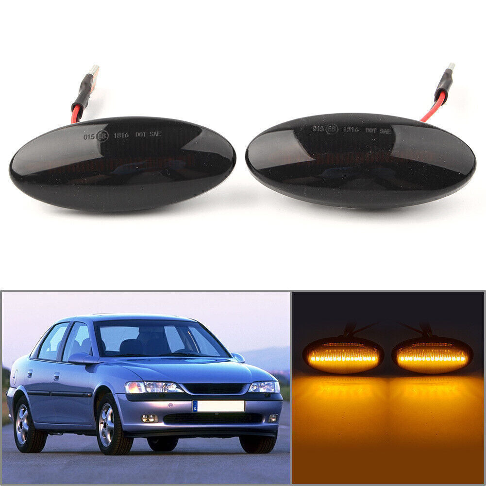 Dynamic LED Sequential Side Marker Light Black Fit for Opel Vectra B 1995-2002 Pair