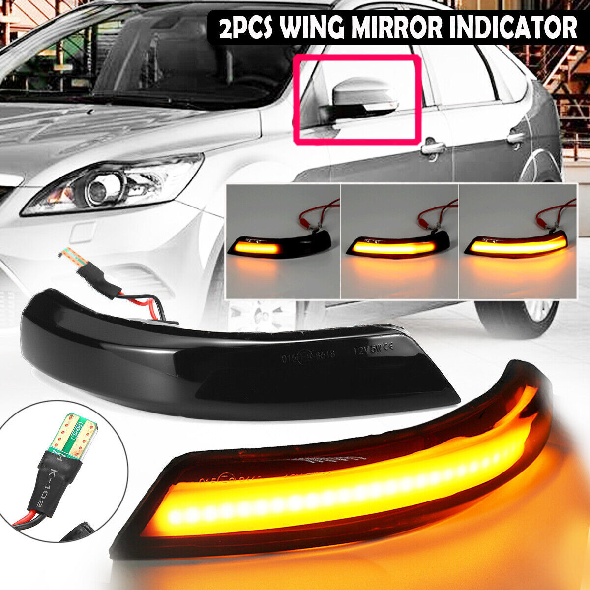 LED Turn Signal Light Side Mirror Indicator for Ford Focus MK2 MK3 Mondeo MK4