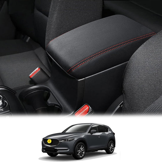Red-stitched leather center console cover/armrest cover for 2018-2024 for Mazda CX-5 cars. n