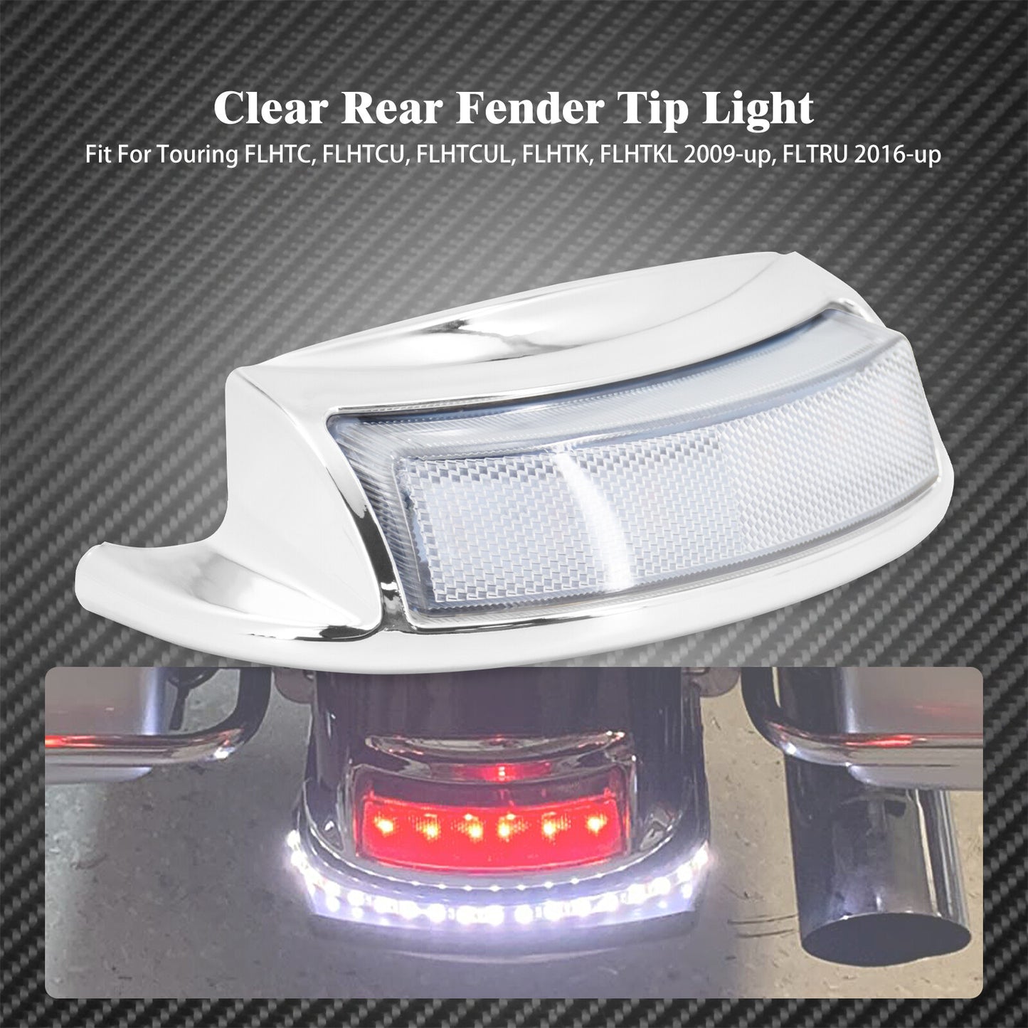 Rear Fender Clear Len Tip Light Fit for Harley Touring Electra Glide 2016-2023 Q