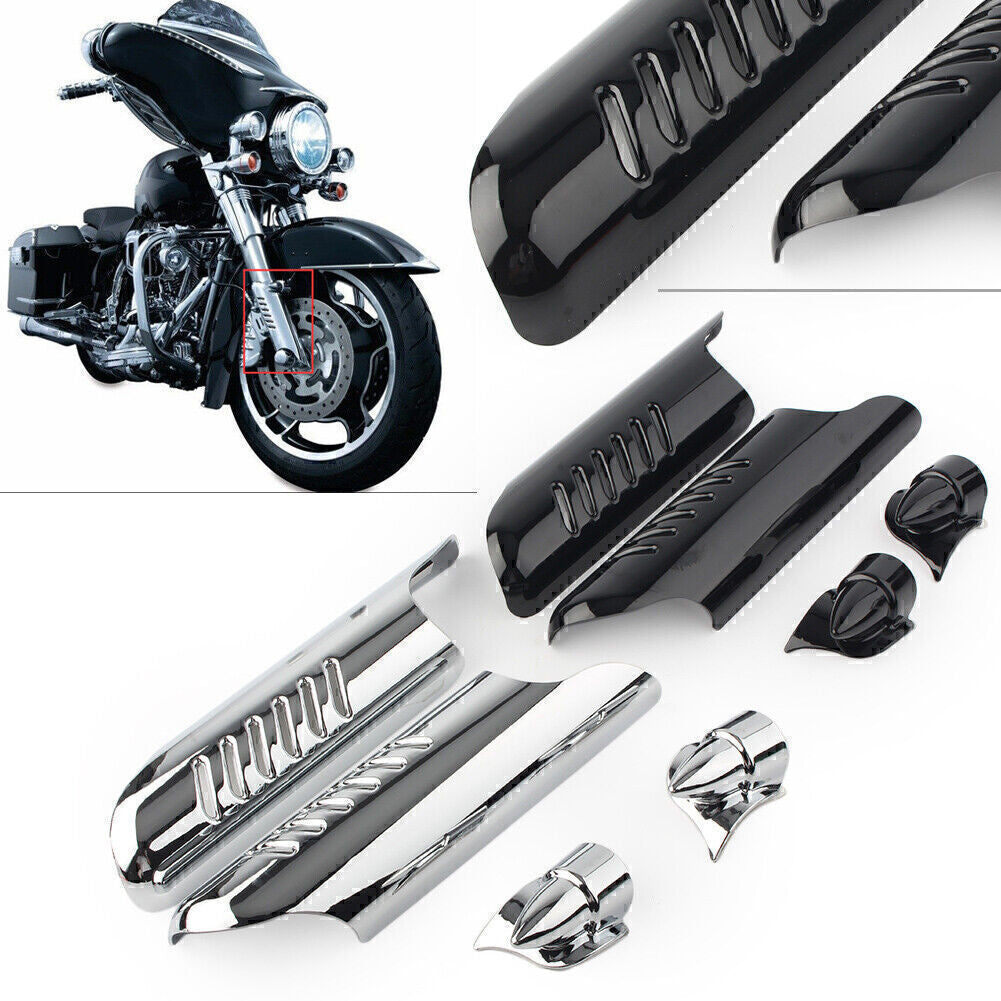 Chrome Fork Lower Leg Deflectors Shield Cover Fit for Harley Touring FLHT 2000-13 01 Q