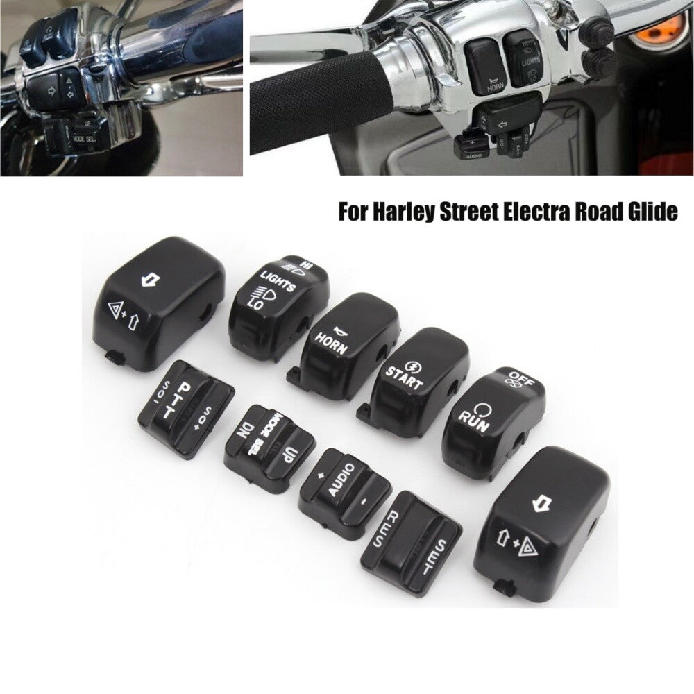 10 Pcs Black Hand Control Switch Housing Button Cover Cap for Harley 96-13 FLHTC