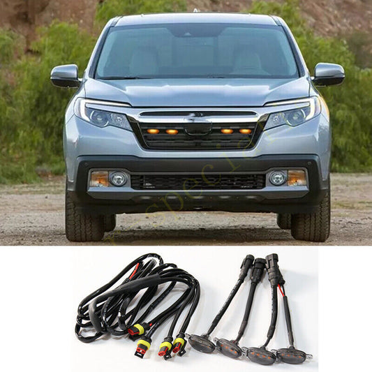 for Honda Ridgeline 2017-2024 Front Grille smoke LED Light Style DRL Lamp
