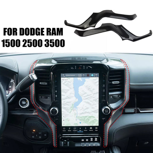 Carbon Fiber inner Navigation Air Vent Outlet Trim for Dodge for Ram 1500 2500 3500