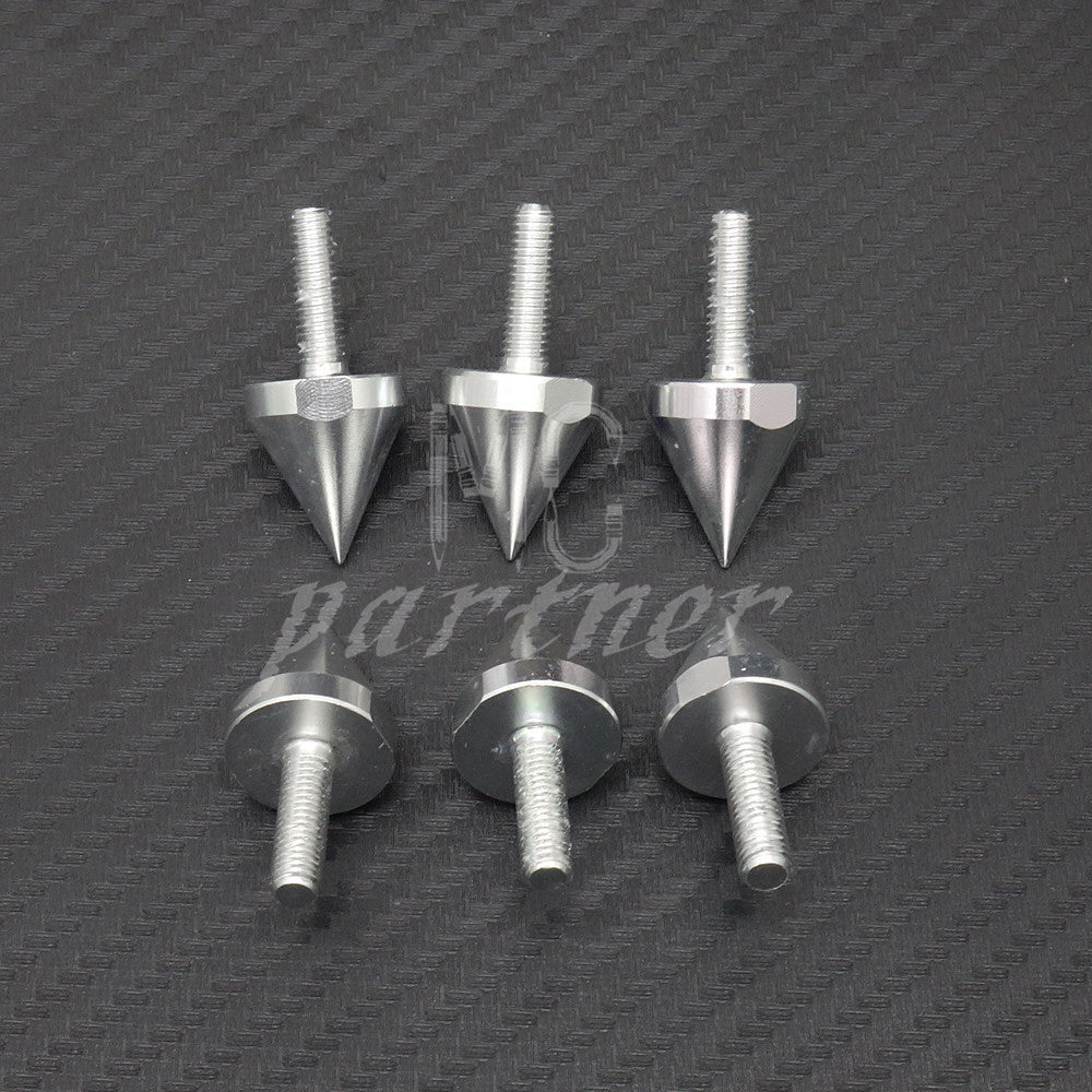 6 PCS M5 Silver Aluminum Spike Bolts For Windscreen Fairings License Plate Bolts Q
