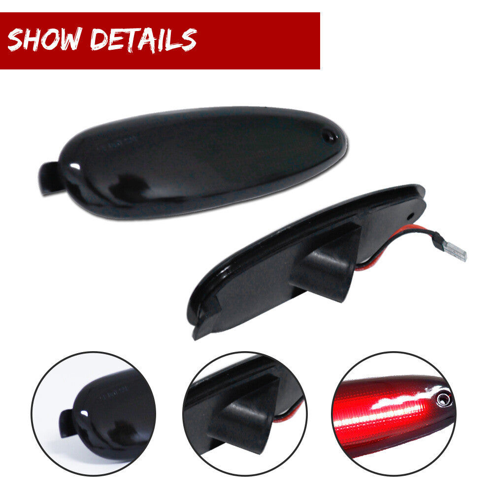Smoke Full Red LED Rear Side Marker Lights for 96-99 for Taurus and for Mercury Sable - v