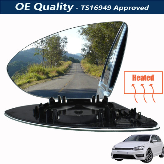 for Vw for Golf Mk7 Mk7.5 03 - 08 Gti Tsi Left Heated Mirror Glass With Base Plate Q