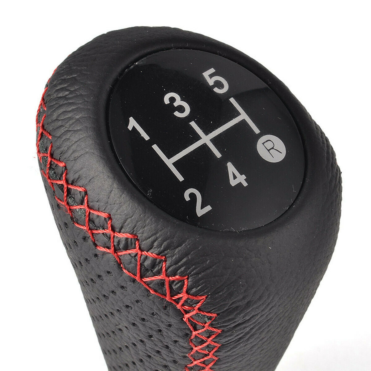 Black Leather Shift Knob 5-Speed for Car Manual Round Gear Stick Shifter Lever Q