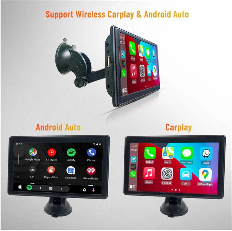 Car stereo radio display with 7-inch touchscreen MP5 player, BT wireless CarPlay, Android. n
