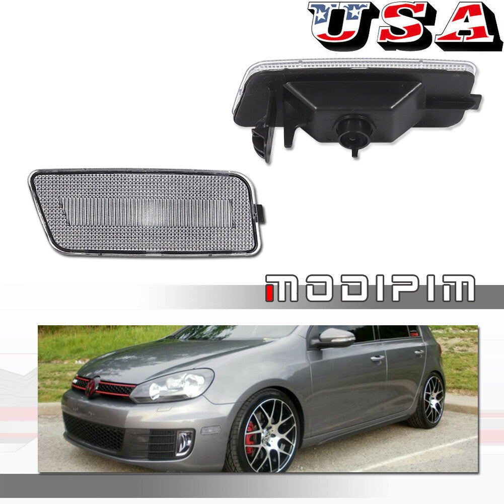 For 2010 - 2014 for VW MK6 for Golf GTI Clear Front Fender Side Marker Light Housing Set - v
