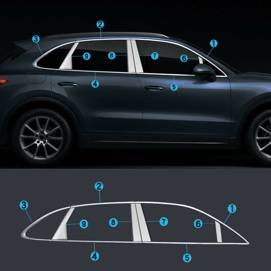 for Porsche for Cayenne 2019-2023 Stainless Steel Window Trim Strip Cover 18p Silver