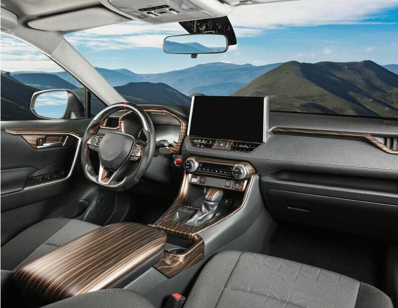Brown Wood Grain Window Lift Glass Control Panel Trim for Toyota RAV4 2019-2023