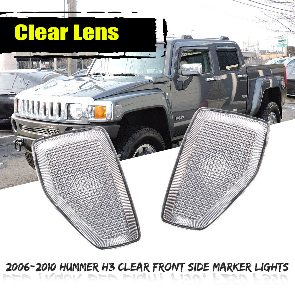Transparent Front Bumper Side Marker Light Housing Protective Cover Set for 2006 - 2010 for HUMMER H3- v