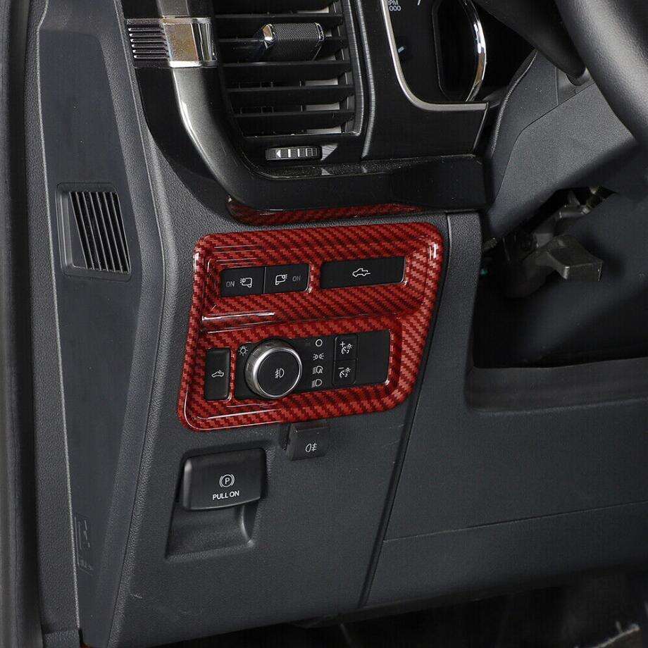 For 21-23 F150 Red Carbon Headlight Switch Button Adjust Covers Trim v