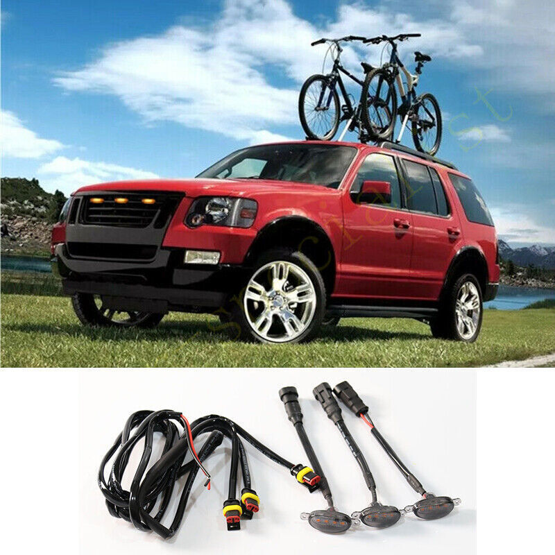 for Ford Explorer 2006-2010 smoke Style Front Grill LED Marker Light Kit