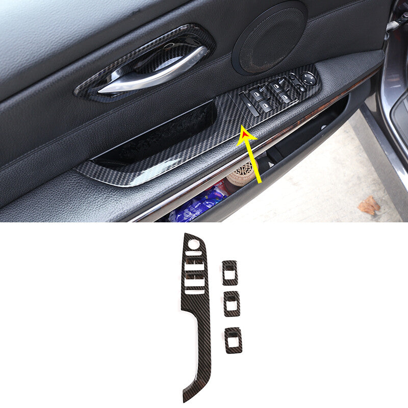 Carbon fiber style car door and window switch cover suitable for 3 E90- n
