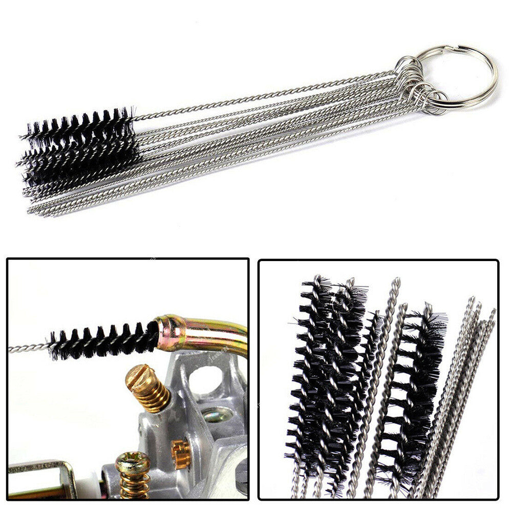 10 Cleaning Needles  5 Brushes Carburetor Carbon Dirt Jet Remove Cleaning Tools Q