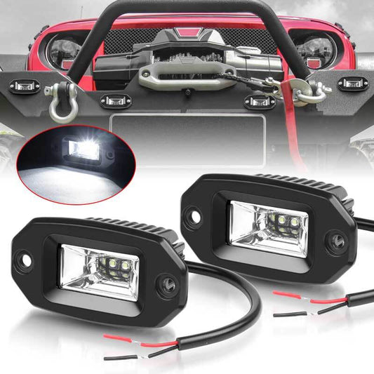 2X 4inch Flush Mount LED Work Light Bar Flood Pods Truck Driving Fog Offroad SUV