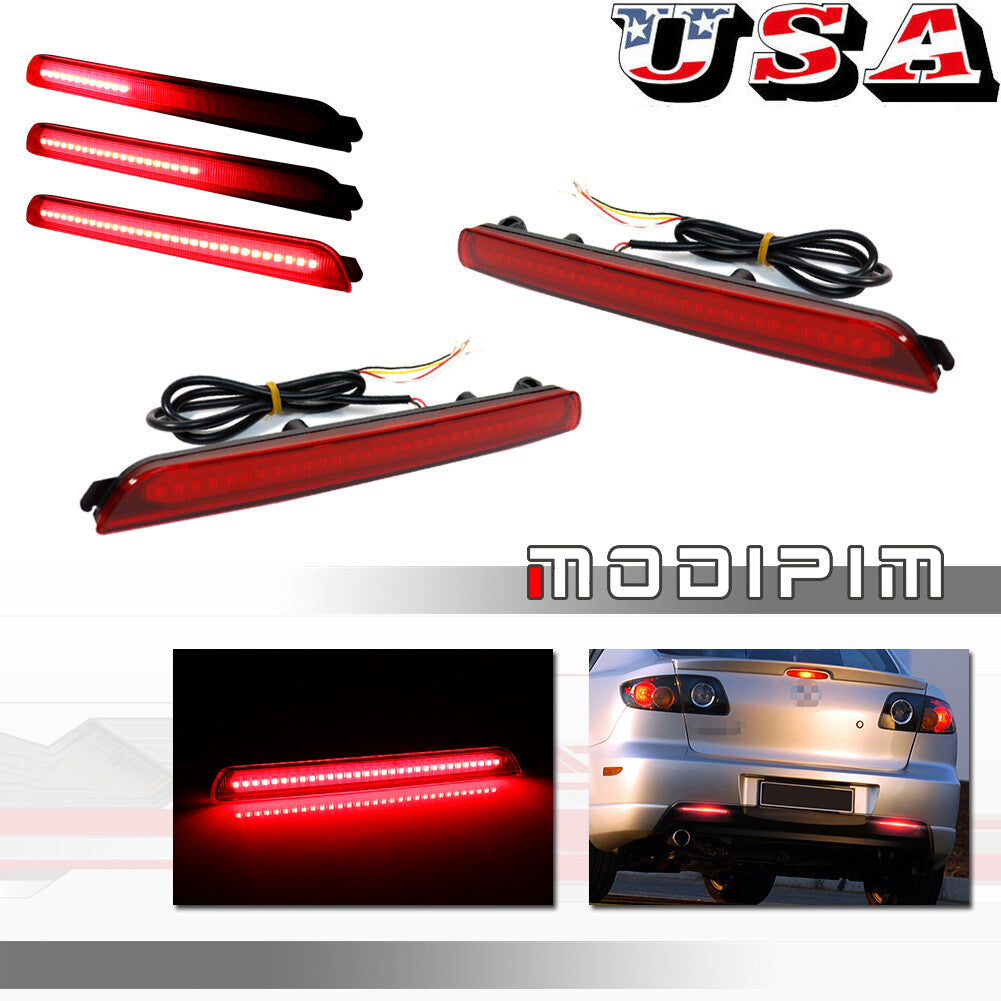 2pcs Red Lens Bumper Reflector LED Tail Brake Stop Light for for Mazda 3 Axela 04-09- v
