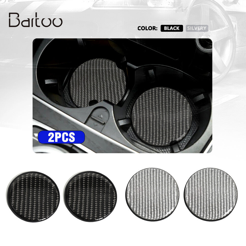 2PCS Carbon Fiber Car Cup Holder Pad Water Cup Slot Non-Slip Mat Universal