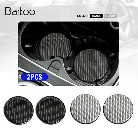 2PCS Carbon Fiber Car Cup Holder Pad Water Cup Slot Non-Slip Mat Universal