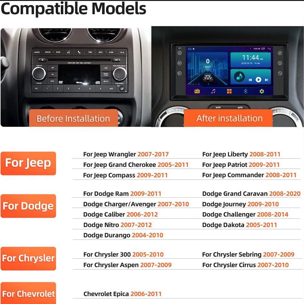 Android Auto Carplay for Ram Pickup Series 2009-2011 Stereo Screen Car Radio GPS