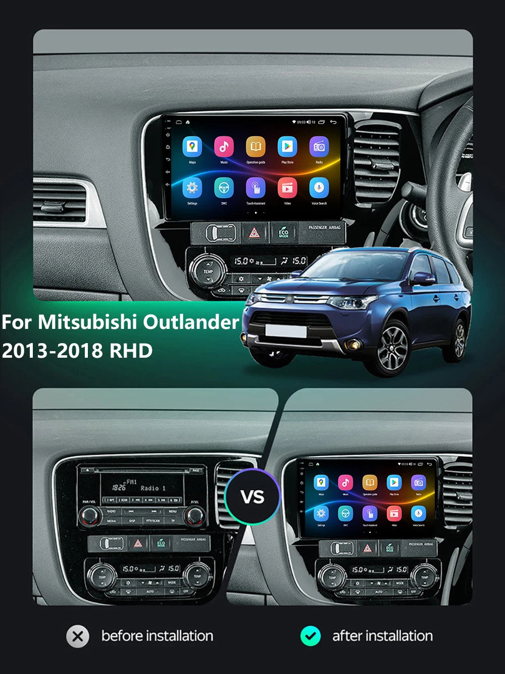 Car Radio Multimedia Player for Mitsubishi for Outlander 3 GF0WGG0W GPS Video Screen