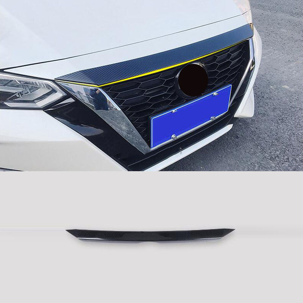 for Nissan Sentra 2020-2023 Carbon Fiber ABS Front Hood Grill Cover Bonnet Trim
