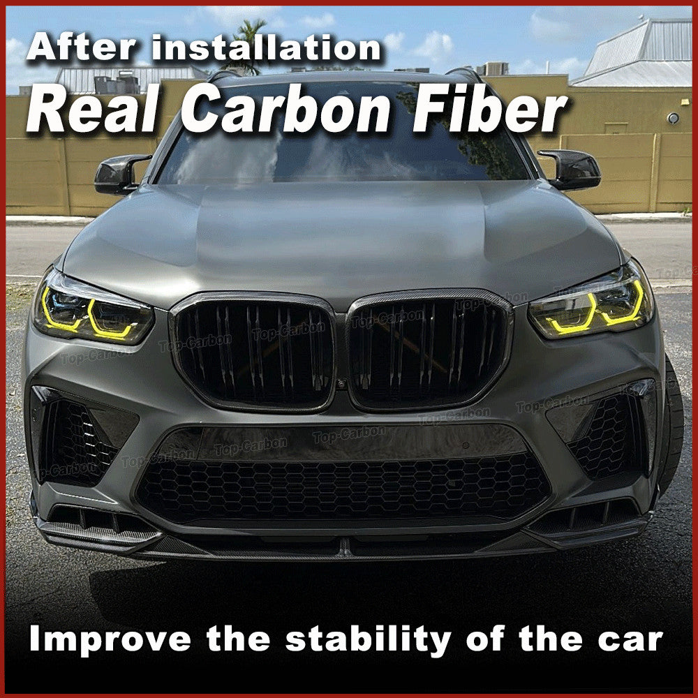 Fit for BMW F95 X5M F96 X6M 19-24 REAL Carbon Front Bumper Lip Spoiler Splitter