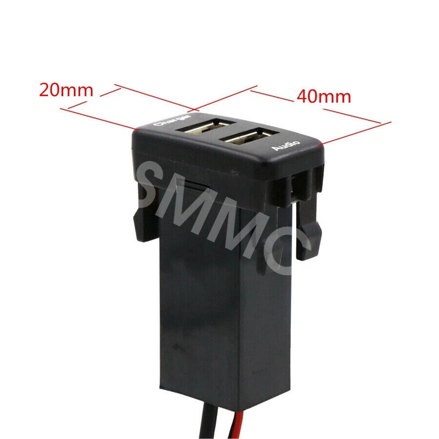 Charger Dual USB Audio Port Adapter Fit for Toyota Tacoma 4Runner 2005-2009 Q