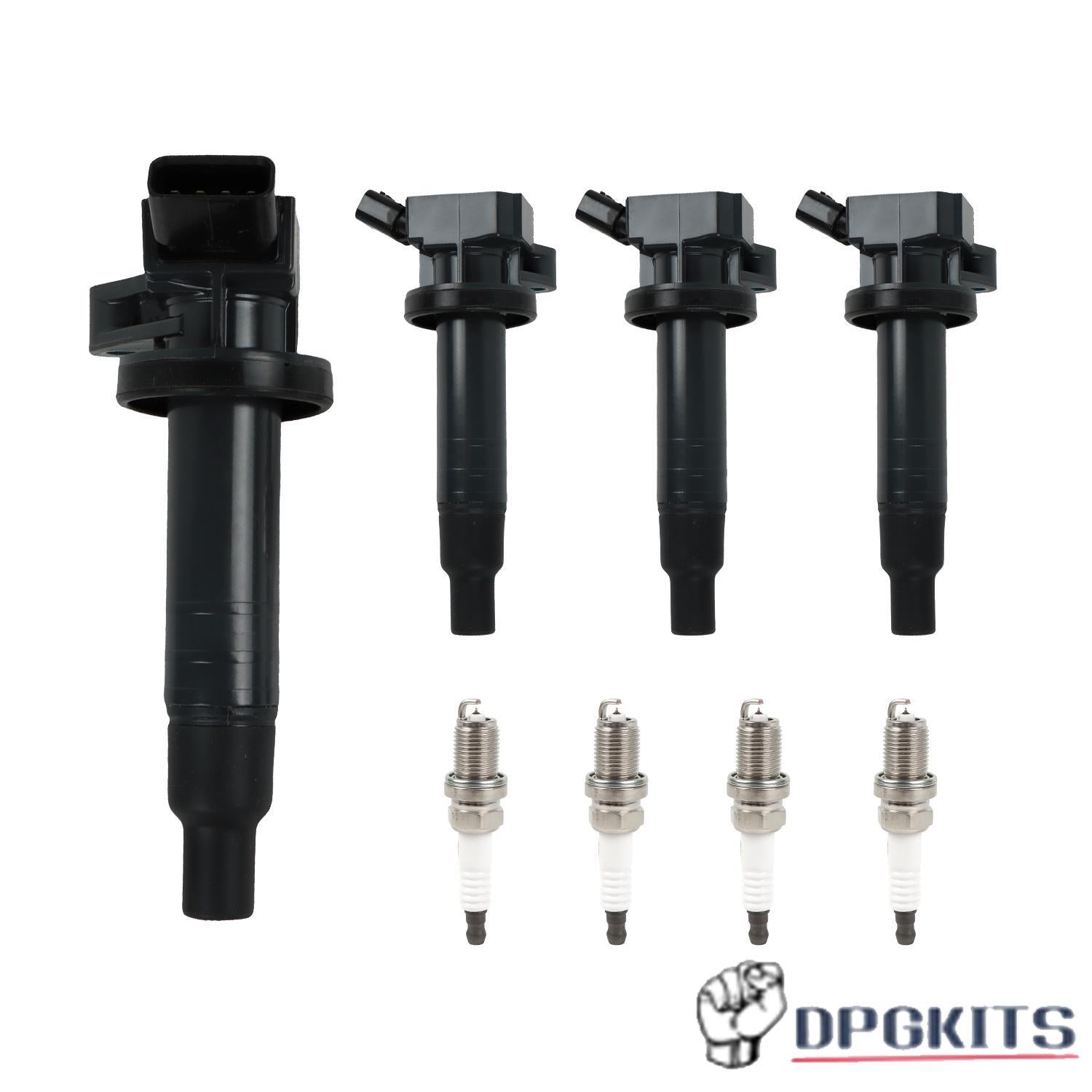 4Pcs Ignition Coils + Spark Plugs for Toyota Celica GT Matrix for Corolla 1.8L UF315