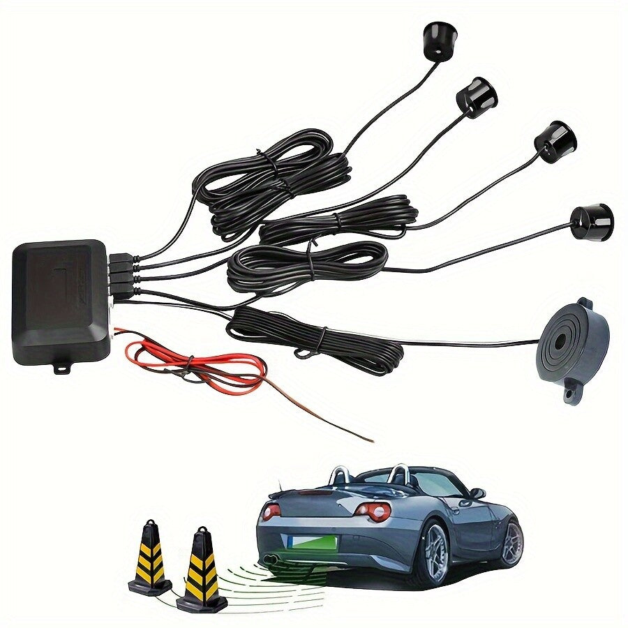 4 Parking Sensor 12V Auto Backup Reverse Rear Radar Sound System Alarm US STOCK v